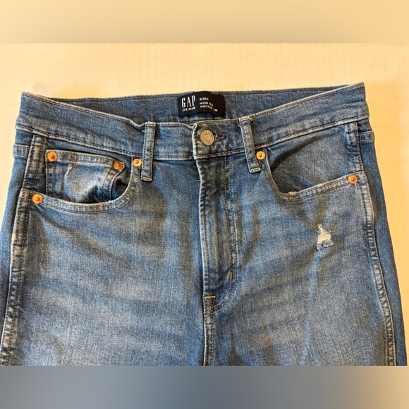 Gap Denim High Rise Vintage Slim distressed raw hem jeans size 8/29 short - Picture 2 of 6
